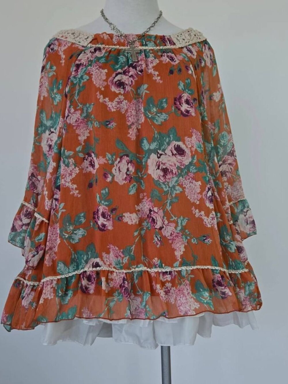Boho Floral Off Shoulder Peasant Blouse